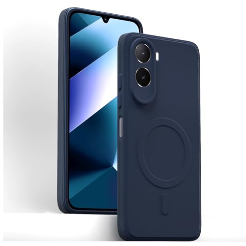 Image of Outlouders Back Cover for Mi Redmi A7 Pro /Poco C85x 5G Soft Matte Silicone Cover with Slim Fit | Mag-Safe Logo (Not Mag-Safe Compatible) | Shockproof | Camera Protection Bumper Case (Blue)