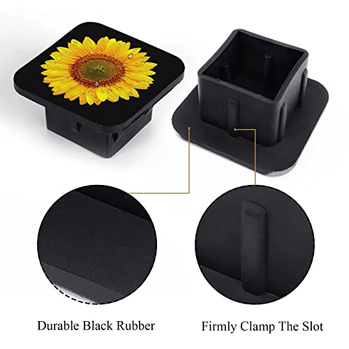 Ekobla Sunflower Hitch Cover Rubber 2 Inch Yellow Flower With Petals Autumnal Floral On Black Background Tow Rear Receivers Plug Covers Hitch Cover Tube Plug Insert Fits 2" Receivers #TOP2
