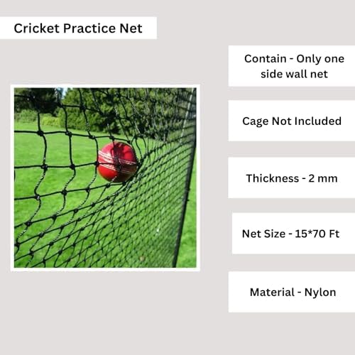AMZ Sports Nets 2mm 36 Ply Cricket Batting Practice Net Regular Training Netting for Outdoor Backyard Ground Sports (2mm Thickness) (15FtX70Ft, Green)