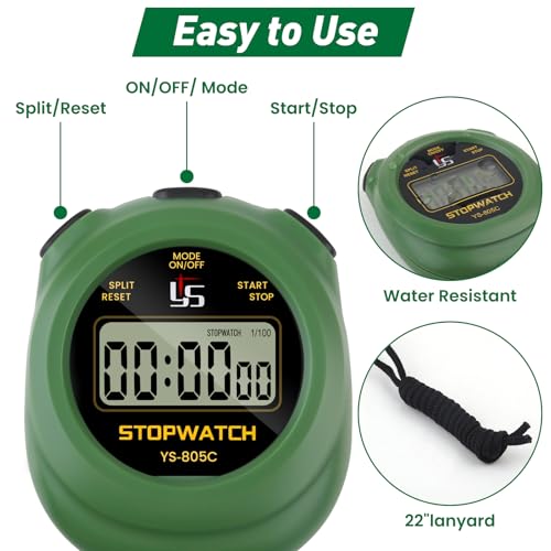 LIGHIGH Simple Stopwatch Timer, Large Display, Single Lap, Ideal for Kids, Track & Field, Sports, Coaches - Image 4