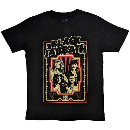 T-shirt Black Sabbath officiel noir pour homme avec le logo rock de 1968
