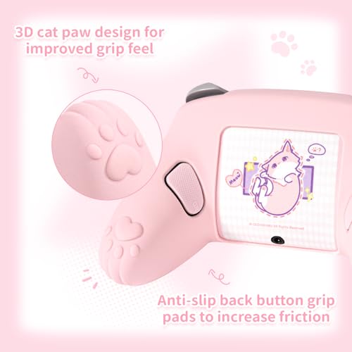 GeekShare Cat Paw Silicone Controller Skin Grips Set Compatible with Switch 2 Pro-Anti-Slip Silicone Protective Cover Case Joystick Caps for Switch 2 Pro Wireless Controller (Pink) by GeekShare - Image 5