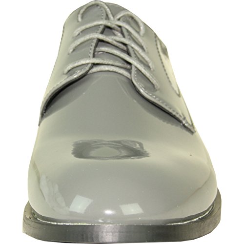 VANGELO Men's Tuxedo Shoes TAB Dress Shoes Oxford Wrinke Free Grey Patent2