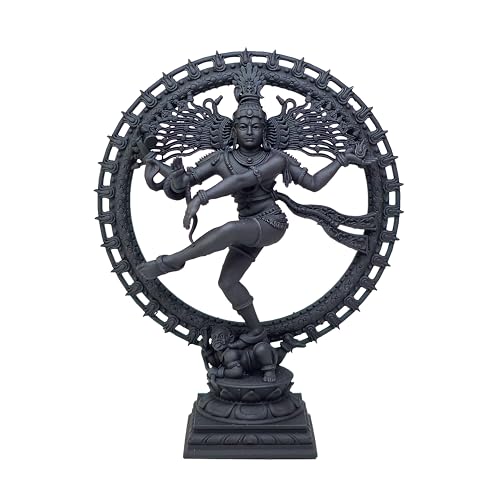 Image of MurtiHome Nataraja Statue, Natraj Murti, Shiva The Cosmic Dancer Idol | 10.16 cm Tall Small Black Color Figure Made From UV Resin, Crafted by 3D Printer for Car Dashboard, Home, Office, Gift