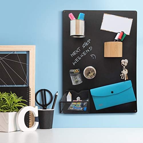 Steel Magnetic Chalkboard | Magnetic Board Black | 58 x 40cm | Magnetic, writeable/wipeable Chalkboard for Home and Office use | Designed for use with Liquid Chalk pens and Standard Chalk