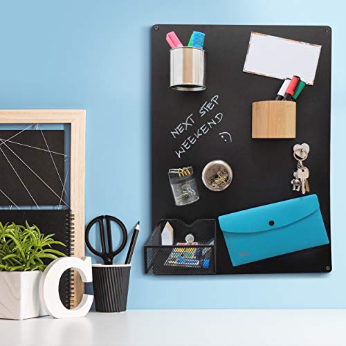 Magnettafel Magnetboard aus Metall - 58 x 40 Magnettafel Schwarz - Magnetwand inkl. Befestigung