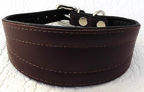 Greyhound Podenco Windhund - Halsband, Halsumfang 33-38 cm Leder °BRAUN°