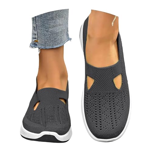 riou Zapatillas Ortopédicos Mujer Verano Malla Comodos Ligeros Zapatos sin Cordones para Caminar Transpirables y Antideslizantes Zapatos para Ancianos Soporte de Arco Sandalias Senderismo