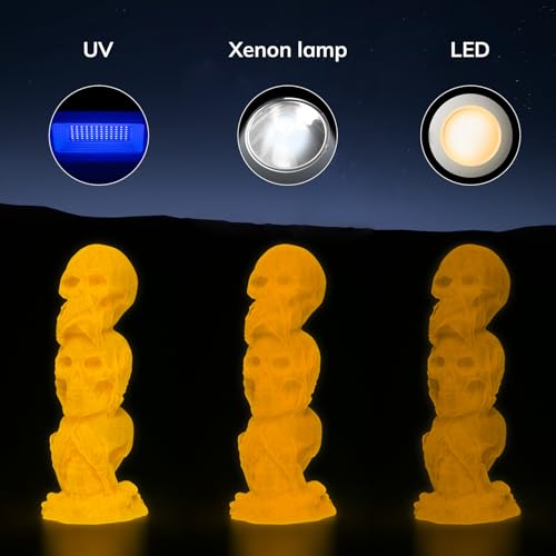 Image of AMOLEN 3D PLA Printer Filament, 1.75mm Glow in The Dark Yellow PLA Filament for 3D Printing, Best with UV Lamps, 1kg Spool (2.2lbs), Dimensional Accuracy + /- 0.02 mm, Fit Most FDM 3D Printers