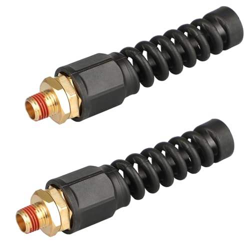 Keepro Reusable Swivel Solid Brass 3/8 Air Hose Fitting with 1/4 FNPT and Flexible Bend Restrictor for Repairing 3/8 I.D Air Hose