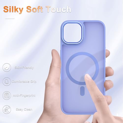 Image of for iPhone 14 Plus Case, Matte Magnetic Phone Case, Lavender Purple | Fit for Magsafe, Screen Protector Included, Translucent Frosted Slim Shockproof Protective Cover
