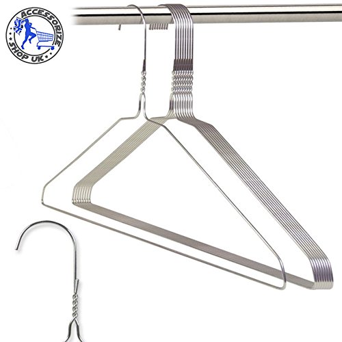 Accessory Shop Ltd 50 - Perchas de Alambre de Metal Plateado para Ropa, Pantalones, Barra de 40 cm, Camiseta