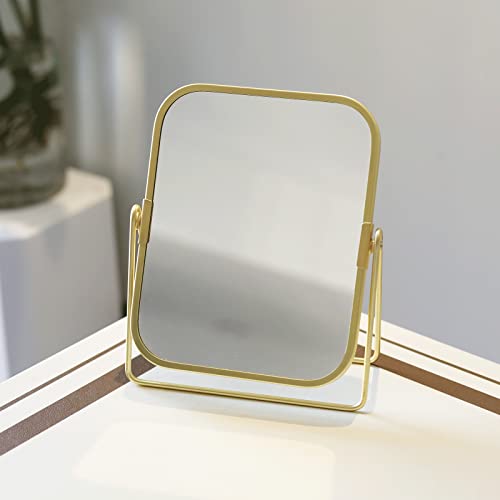 Longsheng - Since 2001 - Gold Tabletop Makeup Mirror Double Side Square Vanity Mirror Desk Mirror For Home Bathrom #TOP6