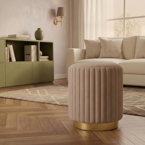 Image of Velum 3 Seater Sofa for Living Room & Office | Premium Fabric Upholstery | Solid Wood Frame | Comfortable Seating | 3 Years Warranty (Beige, Seating Pouffe)