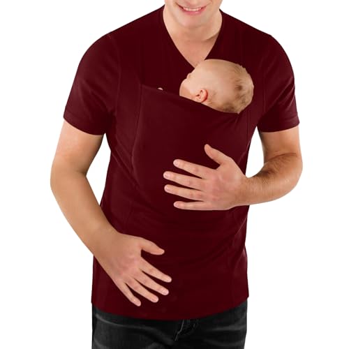 Image of Mens Dad Shirts Baby Carrier Shirt Short Sleeve Skin to Skin New Dad Gifts T-Shirt with Pocket