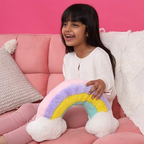 Image of Mirada Rainbow Face Soft Toy - 40cm | Vibrant & Super Soft Plush Pillow Toy for Kids & Adults | Cozy Colorful Room Decor Cushion for Girls, Boys & Return Gift Ideas