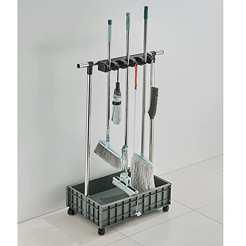 Meuble de rangement pour placard mobile avec support de balai autonome