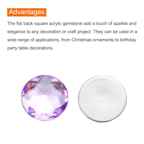 Diamantes acrílicos de 30mm morado claro con base plana 5