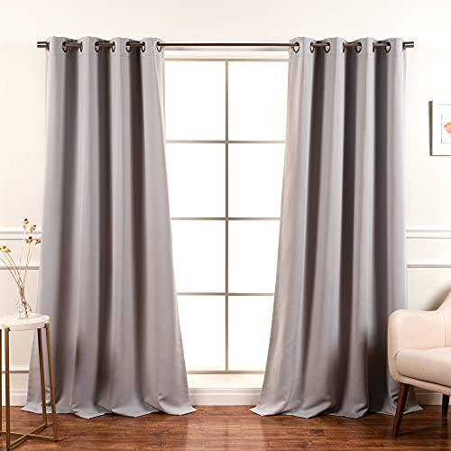 Best Home Fashion Blackout Curtain 2 Panels - Premium Thermal Insulated Window Treatment Blackout Drapes for Bedroom - Antique Bronze Grommet Top - 52' W x 84' L - Light Grey