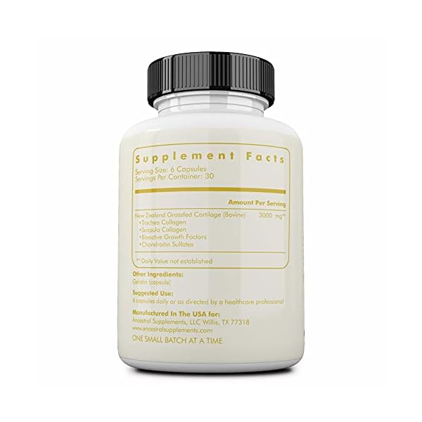 Ancestral-Supplements-Grass-Fed-Living-CollagenSupports-Joints-Marrow-Bones-Cartilage-Skin-Hair-Nails-180-Capsules Ancestral Supplements Grass Fed Beef Living Collagen Nutritional Powder Supplement, 3000mg, Promotes Healthier, Younger Looking Skin, Hair, Nails and Joints, Types I,II,III,V, and X, 180 Capsules