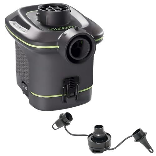 Bomba de Aire Eléctrica a Pilas Portátil 420 L/min para Colchón Hinchable y Piscina, Hinchador Eléctrico para Inflar y Desinflar, con 3 Boquillas Universales, Uso Interior y Exterior