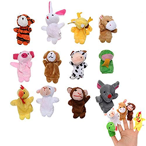 Unetox Animal Finger Puppets,Baby Story Time Finger Puppets for Kids Plush Toys School Playtime 12Pcs