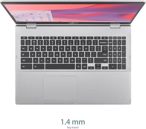 Image of ASUS Chromebook CX1 Laptop, 15.6 inch FHD (1920 x 1080) LED Display, Intel Celeron N4500 Processor, 8GB RAM, 64GB eMMC, Chrome OS, Silver, TWE 64GB Micro SD Card