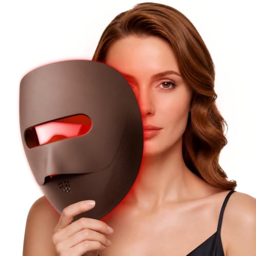 VRAIKO 9D LED Face Mask | Red Light Therapy Mask with 4 Modes 328 LEDs 3D Airflow Design & Light-Lock for Ultra-Comfortable Facial Spa | Premium Beauty Gifts for Women Men (Brown)