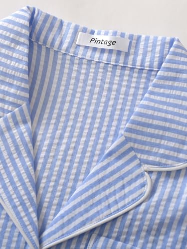Women's Petite Pajama Set Petite Size Cotton Seersucker Pjs4