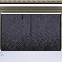 Garage Door Screen for Winter,Garage Door Insulation Kit,Thicken Garage Curtain Oxford Cloth Silk Cotton Waterproof WindproofSize9 * 7FT,ColorBlack