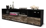 Dieses Lowboard hat Gesamt-Maße von 180x49x35cm. Viel Platz, eine leere Wand, kein passendes Möbelstück? Unsere 1,80m lange Kommode ist die perfekte Lösung! Die Holz Front Treibholz Nachbildung ist ein gemütliches, dunkel grau mit einer schönen abgesetzten Holzmaserung. Das rustikale Holz strahlt Ruhe und Geborgenheit aus. Der anthrazit matte Korpus kann überall integriert werden, besonders edel wirkt er im Kontrast zu hellen Wänden.