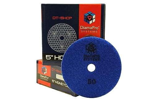 DiamaPro Systems 5 Inch Premium Honeycomb Polishing Pads, Wet/Dry, polishing Concrete (50 Grit)