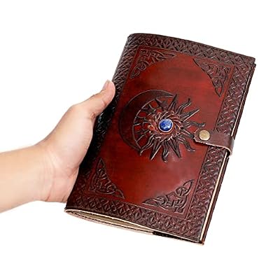 Leather Journal with Lined Pages - Sun & Moon Leather Bound Writing Journal for Women & Men (6x9 in) Lined Journals for Women, Leather Bound Notebook Ruled Journal & Diary, Lined Journal for Writing