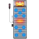 Full Body Massage Mat with Heat & Movable Shiatsu Neck Back Massager Pillow, Upgraded Massage Mattress Pad with 10 Vibration Motors, 2 Heating Pads & 9 Massage Modes, for Neck Back Leg Pain Relief