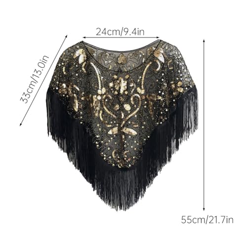 1920s Sequin Shawl Wraps Fringed Evening Cape Gatsby Party Flapper Cover Up Wedding Bridal Shawl for Women2