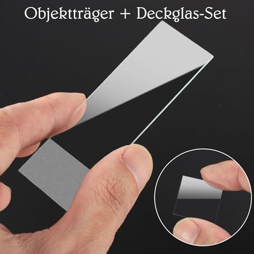 100 Stück Vorgereinigte Mikroskop Objektträger und 200 Stück Mikroskop-Deckgläser, mit 5 Tropfer,für Labor Biologie Wissenschaft Studium