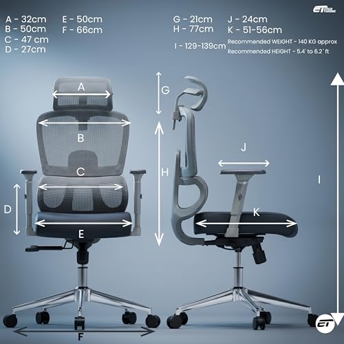 Image of Optimus Pro Ergonomic Office Chair for Work | Multi-Lock Synchro Tilt Mechanism with Seat Slider | 5 Year Warranty | 3D Armrest | Fixed Curve Lumbar | (Grey, 3D Arms with Seat Slider)