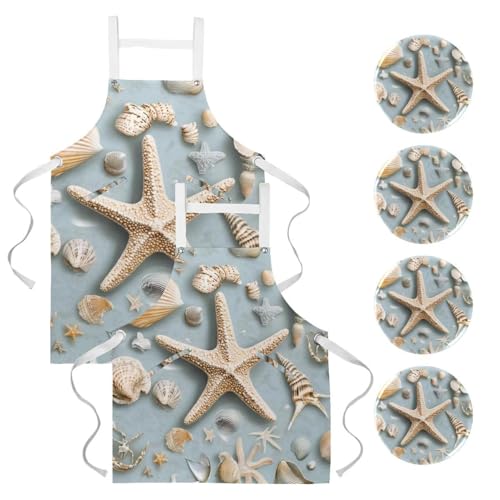 Tablier de serveuse étoile de mer idéal pour la pâtisserie maison et le nettoyage du bistrot