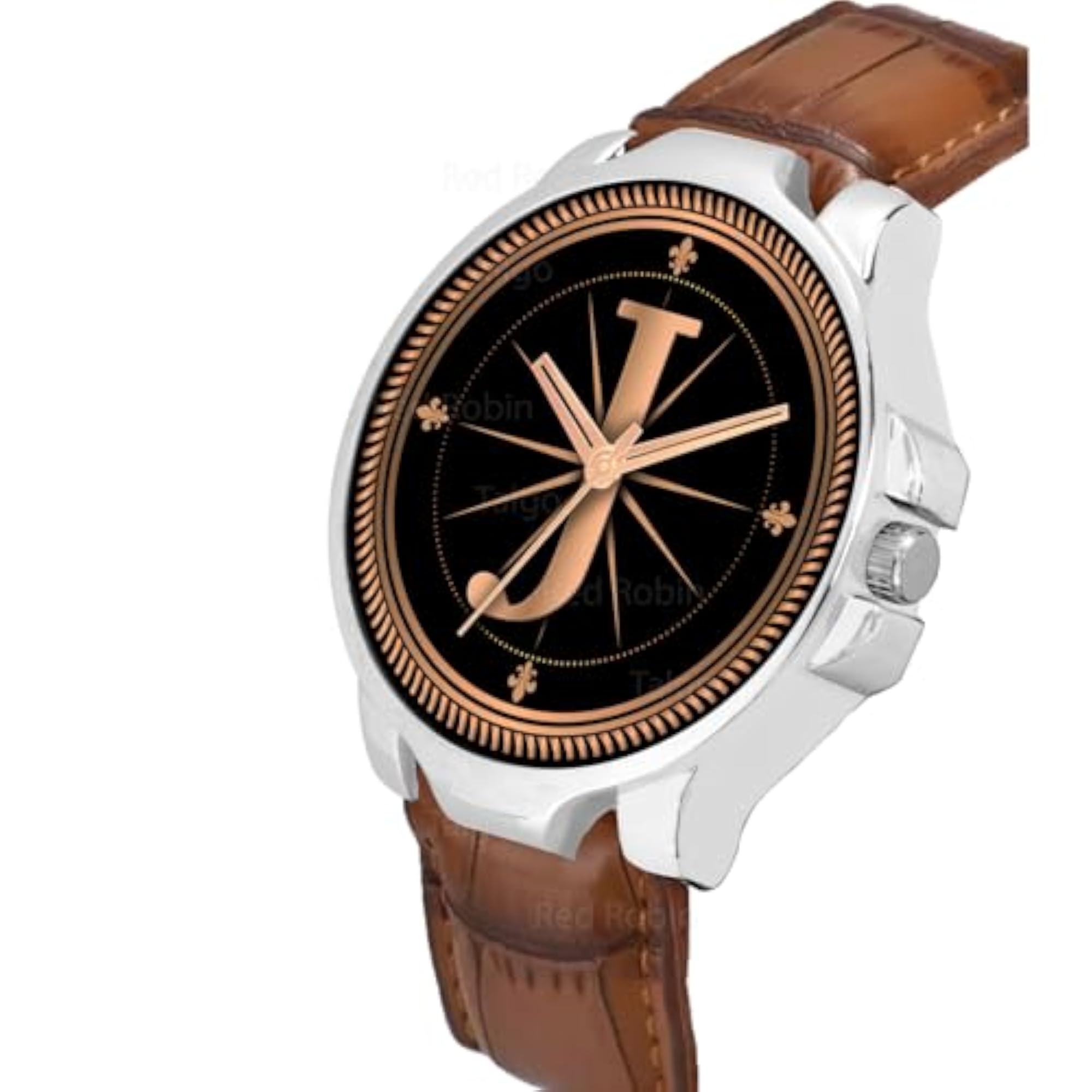 Analog Round Black Dial Alphabet J Design Wrist Watch