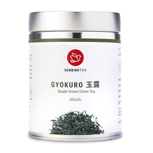 Senbird Premium Gyokuro - Japanese Shade Grown Green Tea - From Kyoto Japan - Imperial Loose Leaf Green Tea In Airtight Tea Tin (1.76oz/50g) (Mikado)