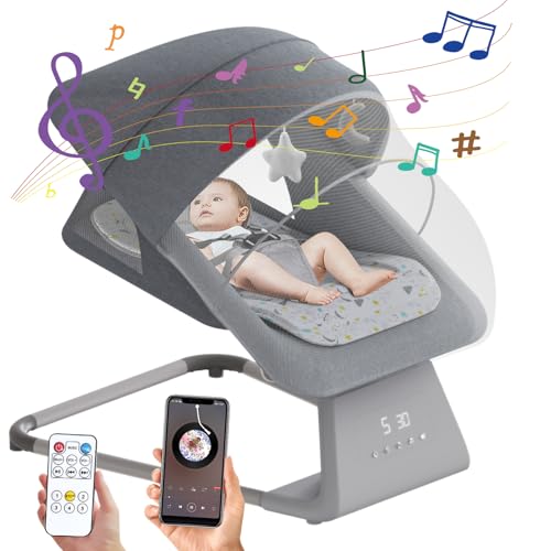 Image of Baby Swing for Infants | Electric Bouncer and Rocker with Large Screen, Remote Infant Swing for Boy Girl with Bluetooth, Baby Swings for Infants to Toddler with 11 Lullabies, 5 Speeds