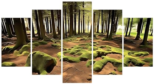 Broderie diamant grand format pour salon chaleureux puzzle art forêt WEEPEF 5 pièces