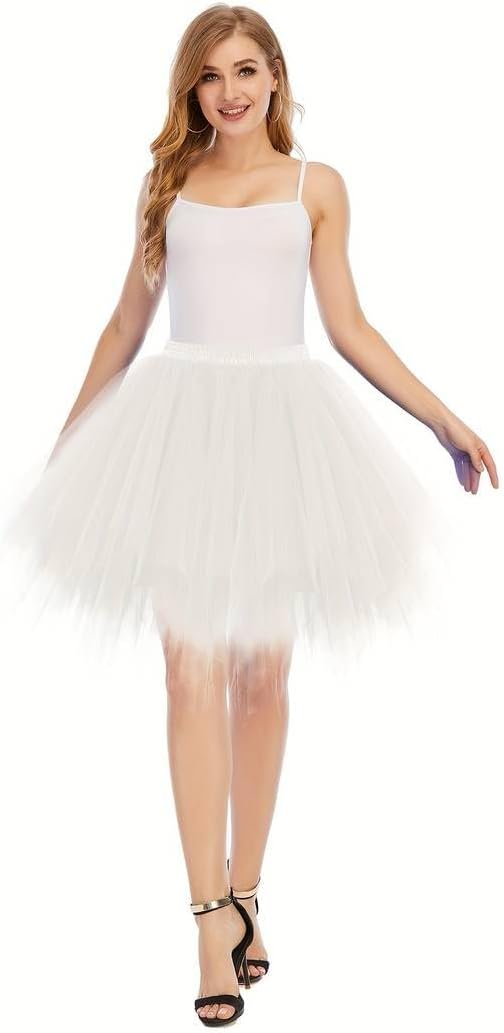 Boolavard Adult Women 80's Tutu Skirt Layered Tulle Petticoat Halloween Tutu