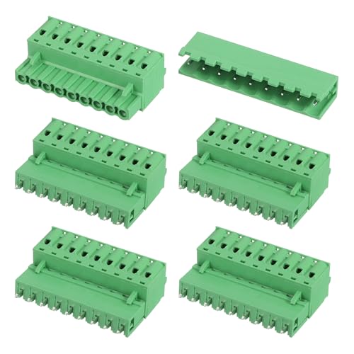 sourcing map 5 Set 9-Pin 5.08mm/0.2" Pitch PCB Mount Screw Terminal Block Connectors Straight No Soldering 2EDGKD Male & Female Connectors Plug for 28-10AWG