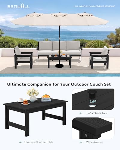 Image of SERWALL HDPE Outdoor Patio Furniture Set with Coffee Table