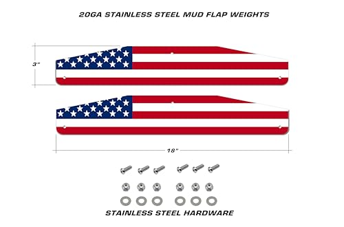 Image of Universal Mud Flap Splash Guard Stainless Steel Weights for Semi Trailer Trucks - 3 inch x 18 inch - 2 Piece Set - Subdued (Stars & Stripes)