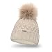 Produktbild PaMaMi Mütze Damen Winter mit Bommel | Kopfumfang 55-58 cm | Wintermütze Damen Warm für Strenger Frost | Strickmütze Damen Gefüttert | Flexible Größen | Öko-Bommel