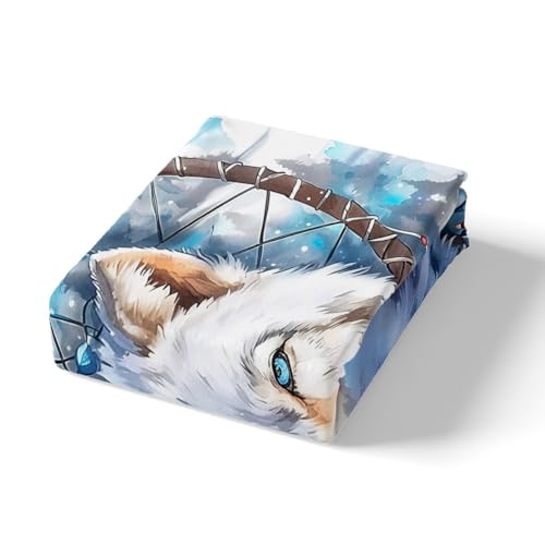 Wolf Kids Duvet Cover King Size,Dream Catcher Exotic Boho Bedding Set for Adults Kids Bedroom Decor,Tie-dye Graffiti Wild Animals Rustic Farmhouse Comforter Cover 2 Pillowcases,No Comforter - Image 4