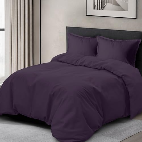 Elegant Comfort 1500 Premium Hotel Quality 3-Piece Duvet Cover Set, Luxury and Softest 1500 Premium Hotel Quality Microfiber Bedding Duvet Set, Wrinkle and Stain-Resistant, Full/Queen, Purple