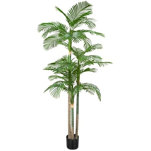 8.5ft Triple Golden Cane Palm Artificial Tree Indoor/Outdoor UV Resistant
